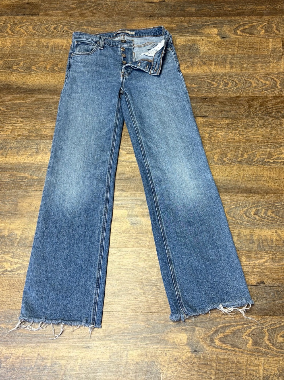 Hudson Jeans Rosie High-Rise Wide Leg Women's 26 Button Fly Raw Hem Stretch